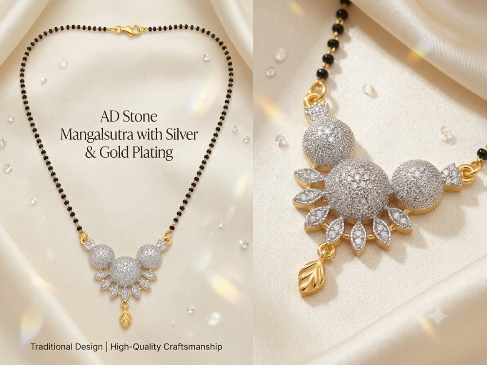 Silver stone mangalsutra